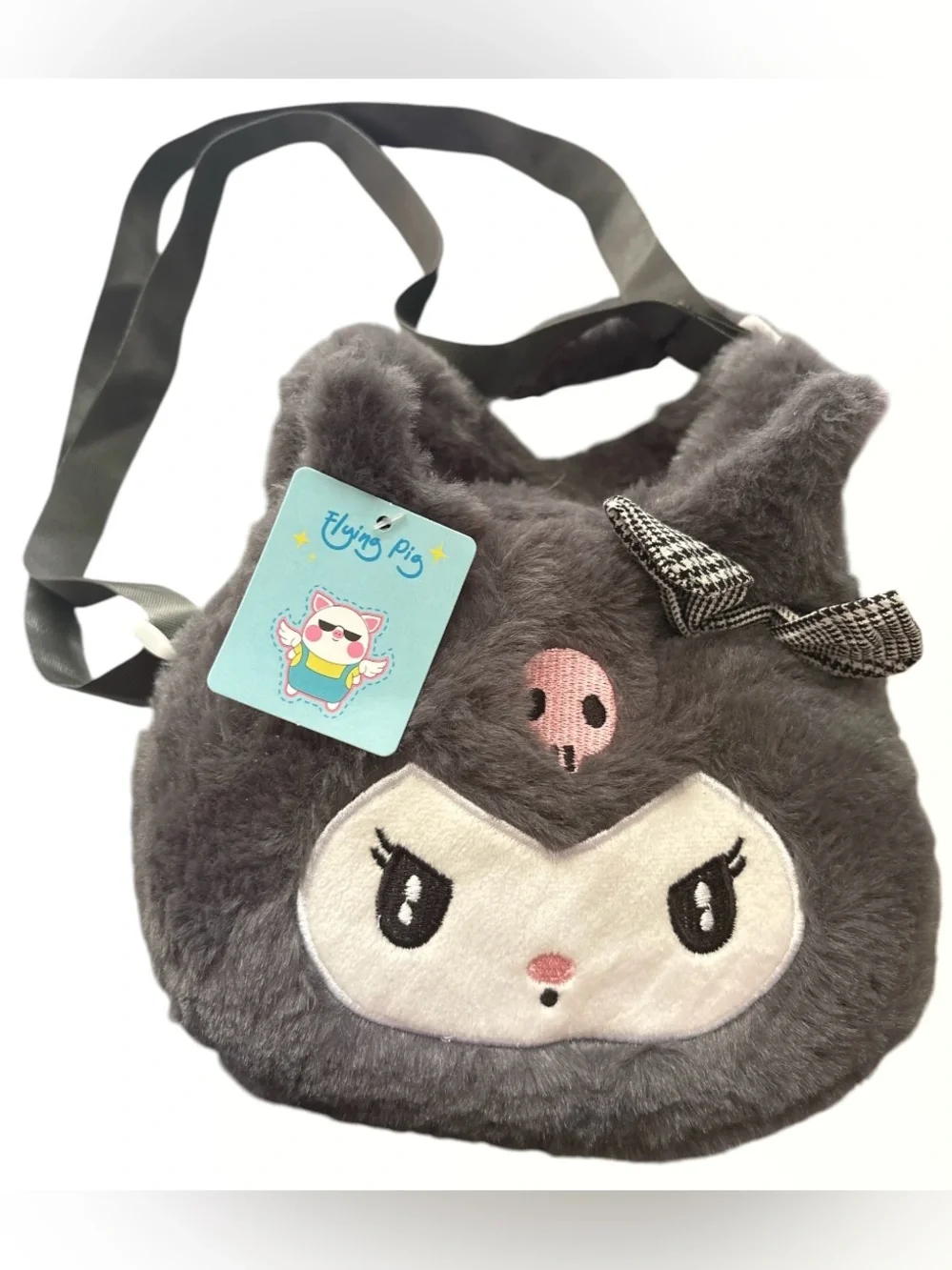 Kuromi Gray Plush Crossbody MiniBag
